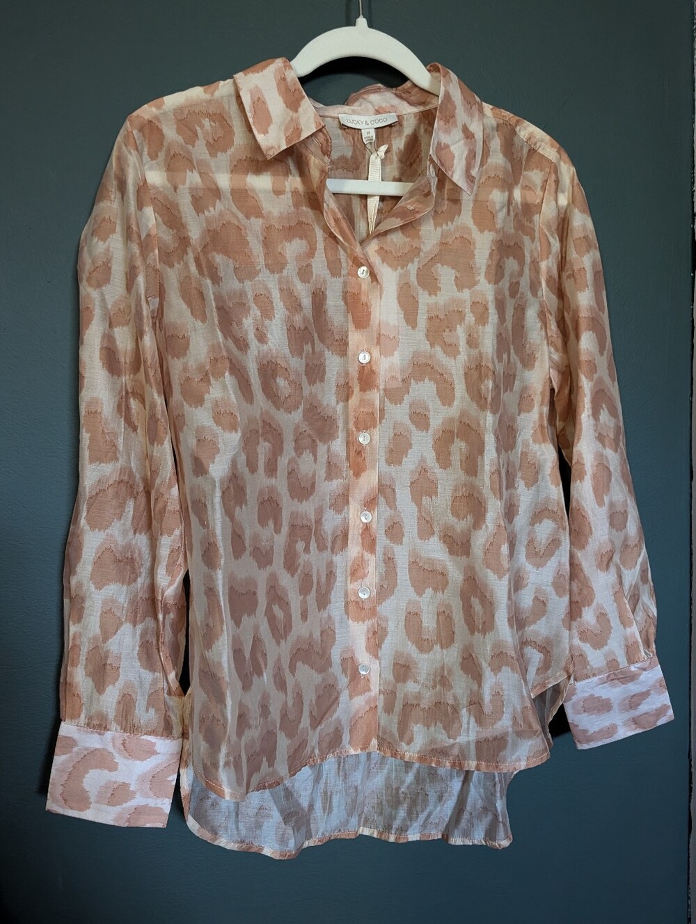 Lucky & Coco Blush and Ivory Leopard Print Blouse